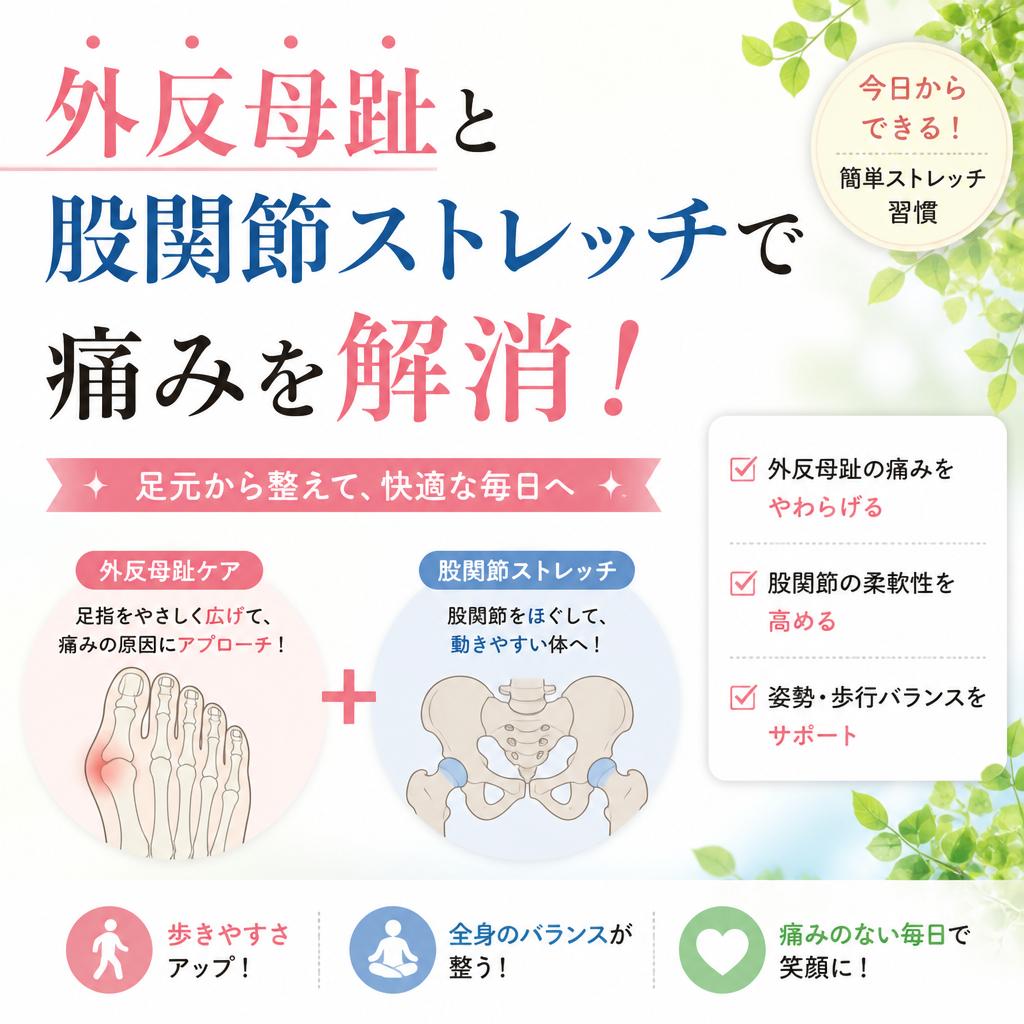 外反母趾と股関節ストレッチで痛みを解消！