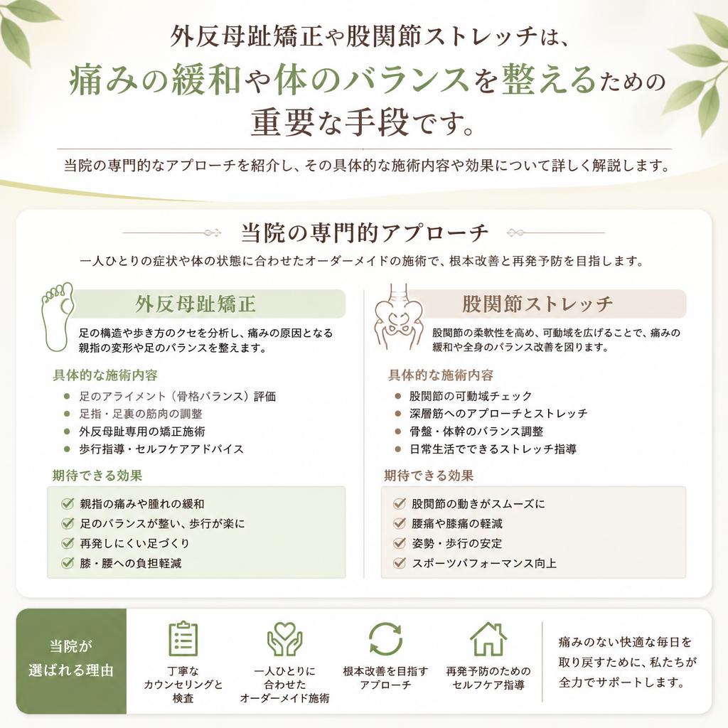 外反母趾矯正と股関節ストレッチの効果
