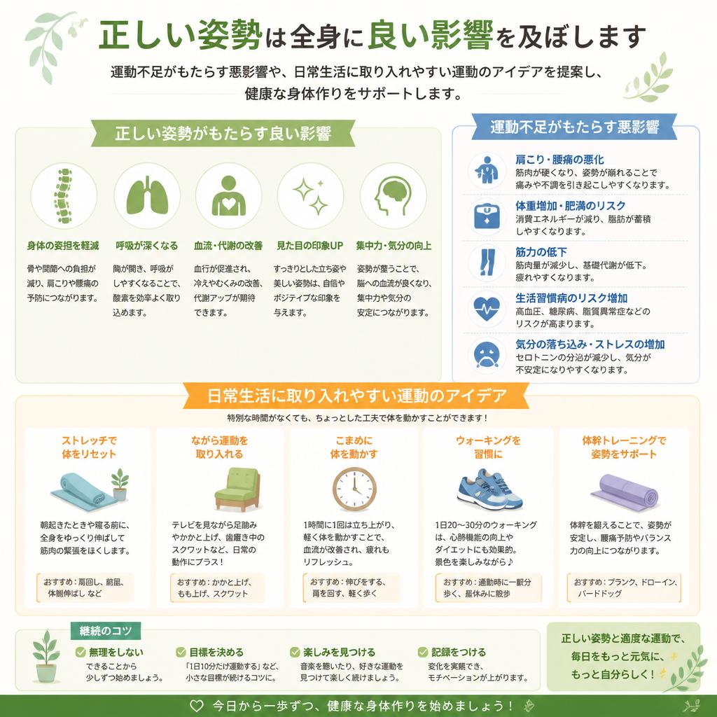 姿勢の重要性と運動不足の解消