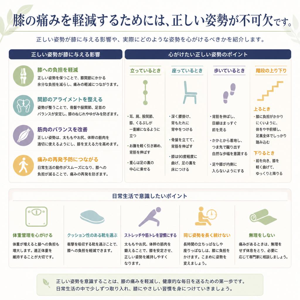2. 正しい姿勢が膝の痛みを和らげる理由