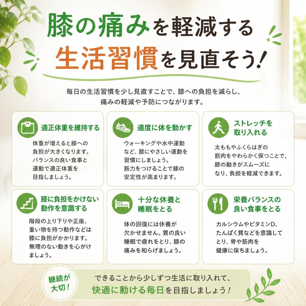 膝の痛みを軽減する生活習慣を見直そう！