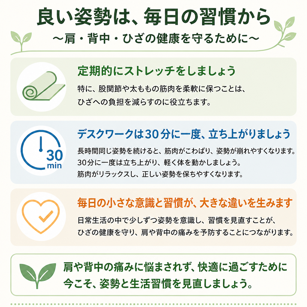 姿勢矯正で膝の負担を軽減